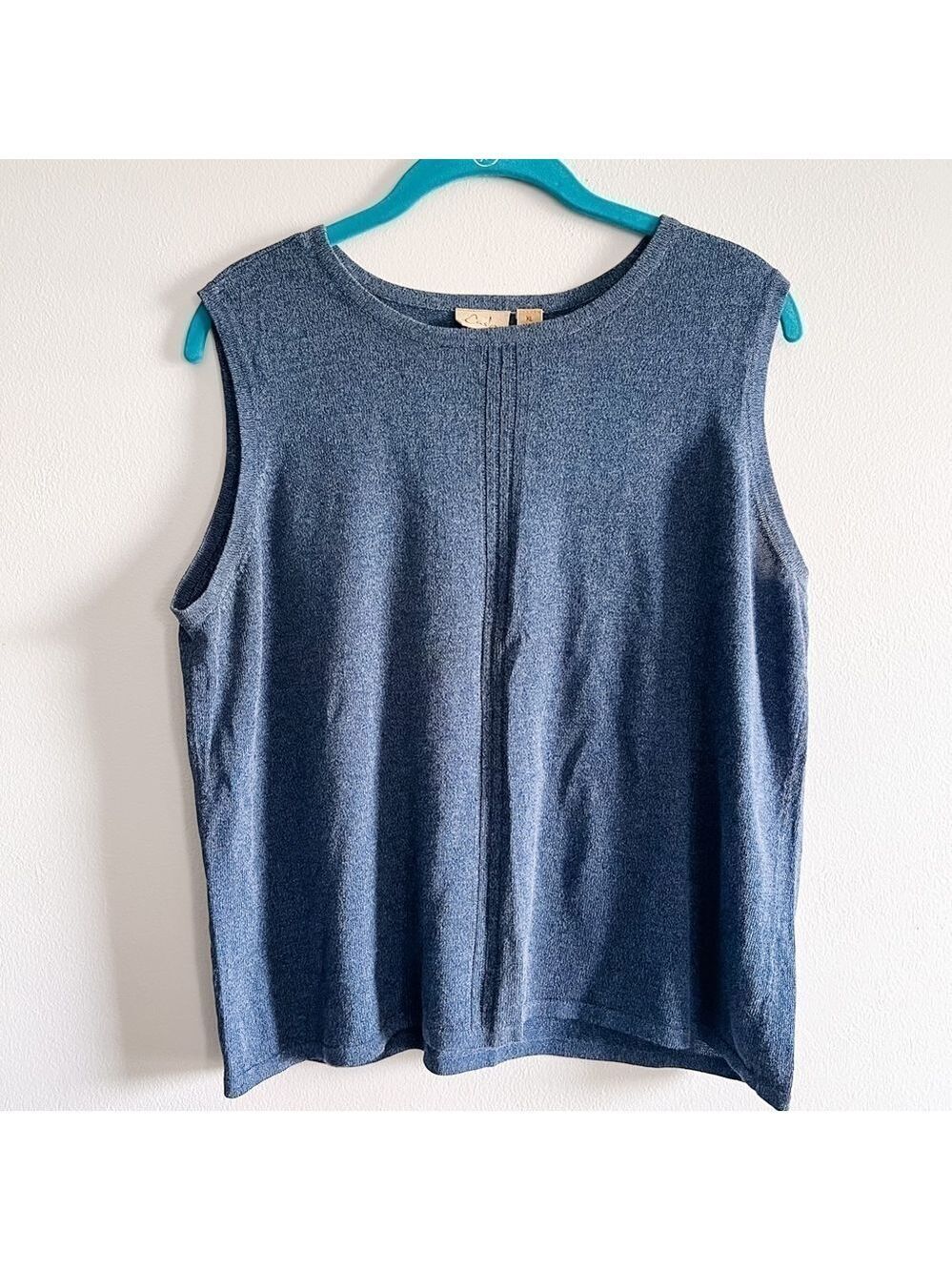Caslon Blue Cotton Rayon Blend Sleeveless Top Extra Large Crew Neck